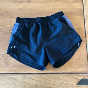 Under Armour Black Athletic Shorts with Purple Panels